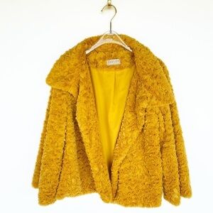 Jayley Mustard Yellow Oversize Soft teddy Jacket Spring Yellow Womens M/L OS
